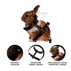 GENERICO - Correa Portatil para Conejillos en Color Negro Y+MiniAgenda