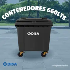 DISA SOLUCIONES ECOEFICIENTES - Contenedor de Basura 660 LTS NEGRO