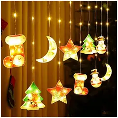 GENERICO - Cortina de luces navideñas decoración navidad amarillo J65