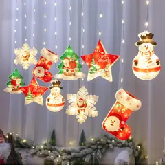 GENERICO - Cortina de luces navideñas decoración navidad amarillo K59