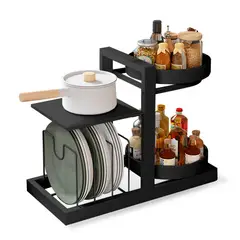 KELLER - Organizador de Ollas Platos con Soporte Giratorio Condimentos 2Niv S45