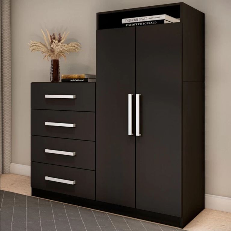 Cómoda con Armario Cinamon Negro TU MESITA 4 cajones 2 puertas