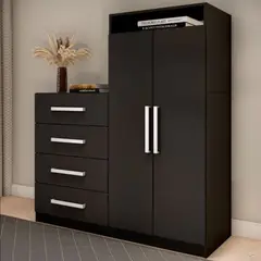 TU MESITA - Cómoda con Armario Cinamon Negro 4 cajones 2 puertas