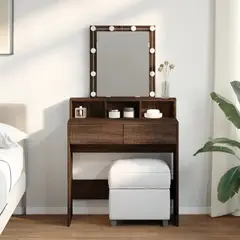 TU MESITA - Tocador Led Miranda color Marrón 2 cajones