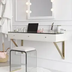 TU MESITA - Tocador Flotante Romero con vidrio color Blanco