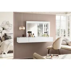 TU MESITA - Tocador de Pared Flotante color Blanco 2 cajones TU MESITA