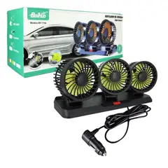 SEISA - Ventilador Carro Auto Triple Cabezal Auto 360 Portatil  12V