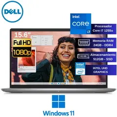 DELL - Laptop Inspiron 3520, Intel core i7-12va Gen, Ram 24GB, SSD 512GB, 15.6 LED FHD, Windows 11