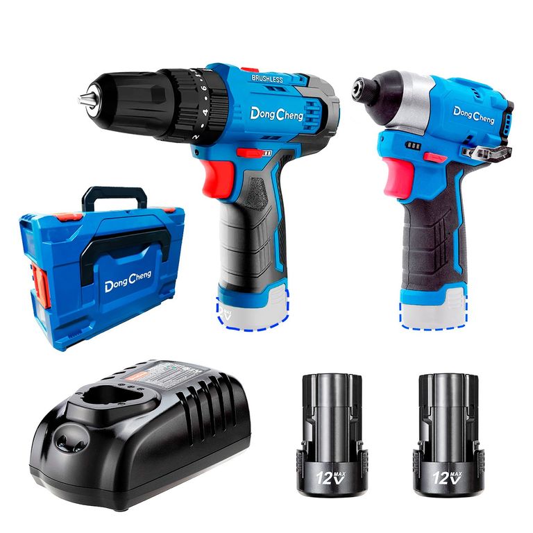 Combo Dongcheng Industrial DCKIT25EK 12V Taladro Percutor + Atornillador Impacto Brushless