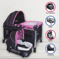 EVEZO - Cuna Corral para Bebés ZYBELA Pink EV721