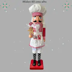 GENERICO - Cascanueces Navidad de PVC Modelo Pastelero Chef - Mide 60 cm alto