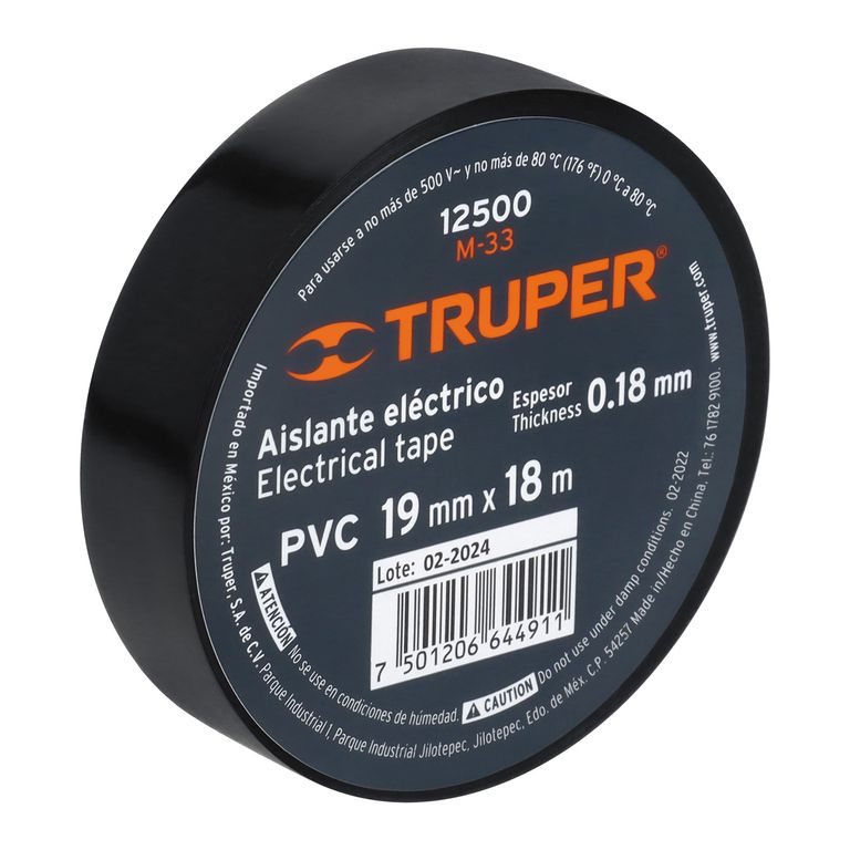 Cinta Aislante 19mm x 18m Negro 12500 Truper