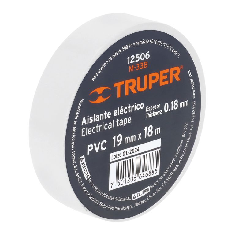 Cinta Aislante 19mm x 18m Blanco 12506 Truper
