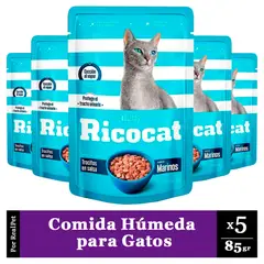 RICOCAT - Pack x5 Comida Húmeda para Gato Marinos 85gr