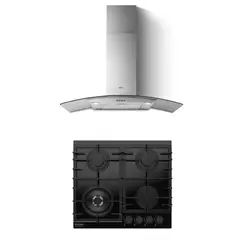 KITCHEN STUDIO - COMBO COCINA EMPOTRABLE - CRISTAL NEGRO + CAMPANA DECORATIVA CIRCUS