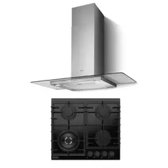 KITCHEN STUDIO - COMBO COCINA EMPOTRABLE 60CMS - CRISTAL NEGRO + CAMPANA DECORATIVA TRIBE