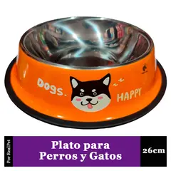 MARCA - Plato Antideslizante Grande para Perro y Gato Naranja