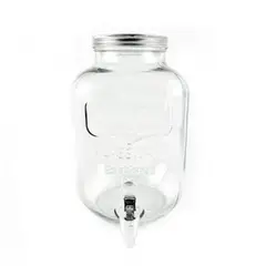 ICHIMATSU - Dispensador De Vidrio C/ Tapa Plateada 5 Lt con Base.