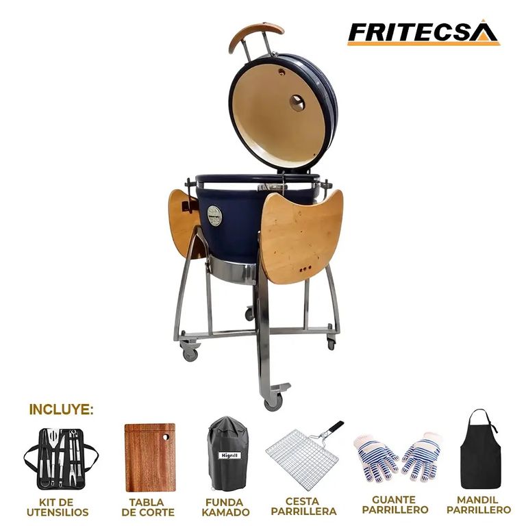 Kamado 22 Pulgadas Purpura Higrill con Kit de Utensilios y Accesorios