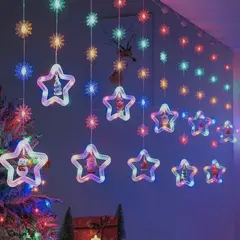 DE ROMA - CORTINA GUIRNALDA DE LUCES DISEÑO ESTRELLA NAVIDEÑA 3M