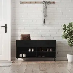 TU MESITA - Zapatera Recibidor Moderno Mateo color Negro 2 cajones