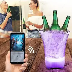 GENERICO - CUBETA PARLANTE HIELERA BLUETOOTH CON LUCES LED RECARGABLE