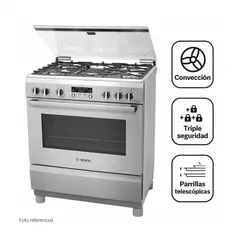 Bosch - COCINA A GAS GLP BOSCH 5 HORNILLAS PRO567 - HSK75I33SC 77CM
