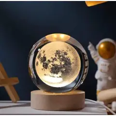 GENERICO - Lampara Bola de Cristal USB - Luna 6 cm