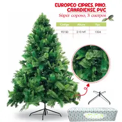 GENERICO - Árbol de navidad de 2 10mt EUROPEO CIPRES, PINO, CANADIENSE,PVC