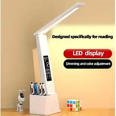 GENERICO - LAMPARA LED PLEGABLE CON RELOJ Y PORTALAPICEROS