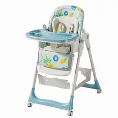 GENERICO - Silla de comer multialtura celeste con diseño hasta 50 kilos