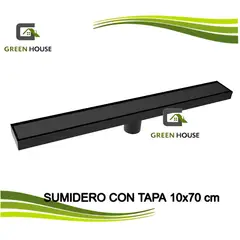 GREEN HOUSE - SUMIDERO DE ACERO SUS 304 RECTANGULAR 10 x 70 CM NEGRO