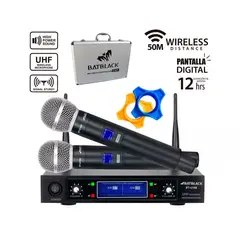 BATBLACK - MICROFONO INALAMBRICO UHF DOBLE CDISPLAY BT-U168