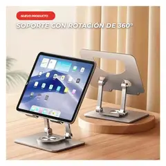 GENERICO - Soporte Base de Aluminio Para Celulares Tablets Ipad Giro 360°