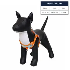 GENERICO - ARNÉS TALLA M CELESTE Y NARANJA REFLECTANTE PARA PERROS