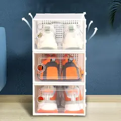 GENERICO - Pack x 10 Cajas Organizador De Zapatos Con Marco Doble - Blanco