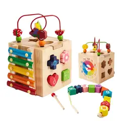 GENERICO - Cubo Colorido de Actividades de Madera Montessori 8En1 para Bebé