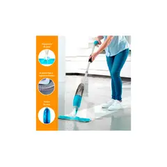 WELL BEING - Mopa con Rociador +5 Paños de Microfibra Reemplazables AZUL