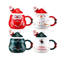 GENERICO - Tazas Navideñas con tapa de sombrero y cuchara de Papa Noel