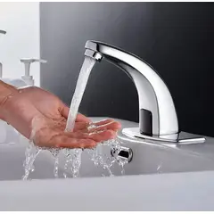 GENERICO - Grifo Caño Sensor Infrarojo Metal Cromado Baño Moderno Premium