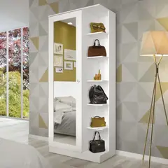 TU MESITA - Zapatera Moderna Brunella con Espejo color Blanco