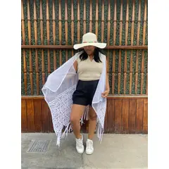 KAST PE - Kimono verano Largo de Mujer Zoel Talla L - Blanco