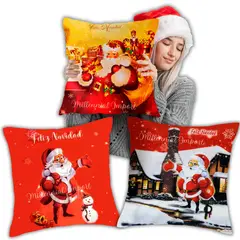 GENERICO - Set x03 Cobertor de Navidad para Cojín diseños ambas caras de 45x45cm