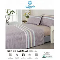 CALIFORNIA - Set de Sabana 1.5 Pz de 4 Pieza 100% Algodón