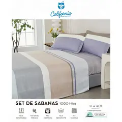 CALIFORNIA - Set de Sabana 2 Pz de 4 Pieza 100% Algodón