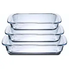 OEM - Fuente Bandeja para Horno de Vidrio Templado Pack por 3 Unidades