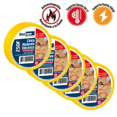 SHURTAPE - Cinta Aislante 19mm x 20 Yds Amarillo Pack x5