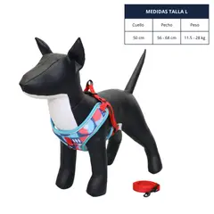 GENERICO - ARNÉS TALLA L Y CORREA CON DISEÑO DE FIGURAS PARA PERROS
