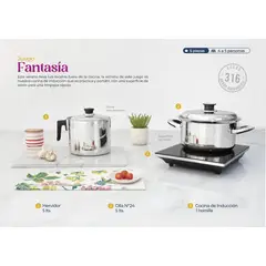 MASTER BELLE - Juego Fantasía Hervidor 5lt. Olla N°24. Cocina Inducción 1 hornilla