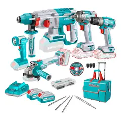 TOTAL TOOLS - Combo taladro + amoladora + llave de impacto + rotomartillo Total